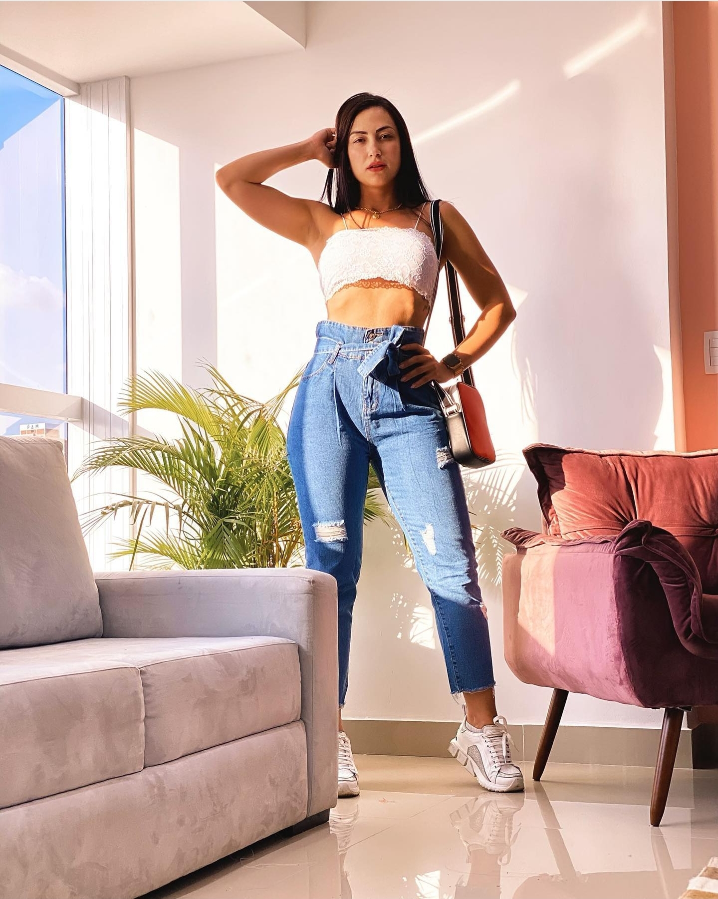 Calça jeans feminina sales cintura alta destroyed