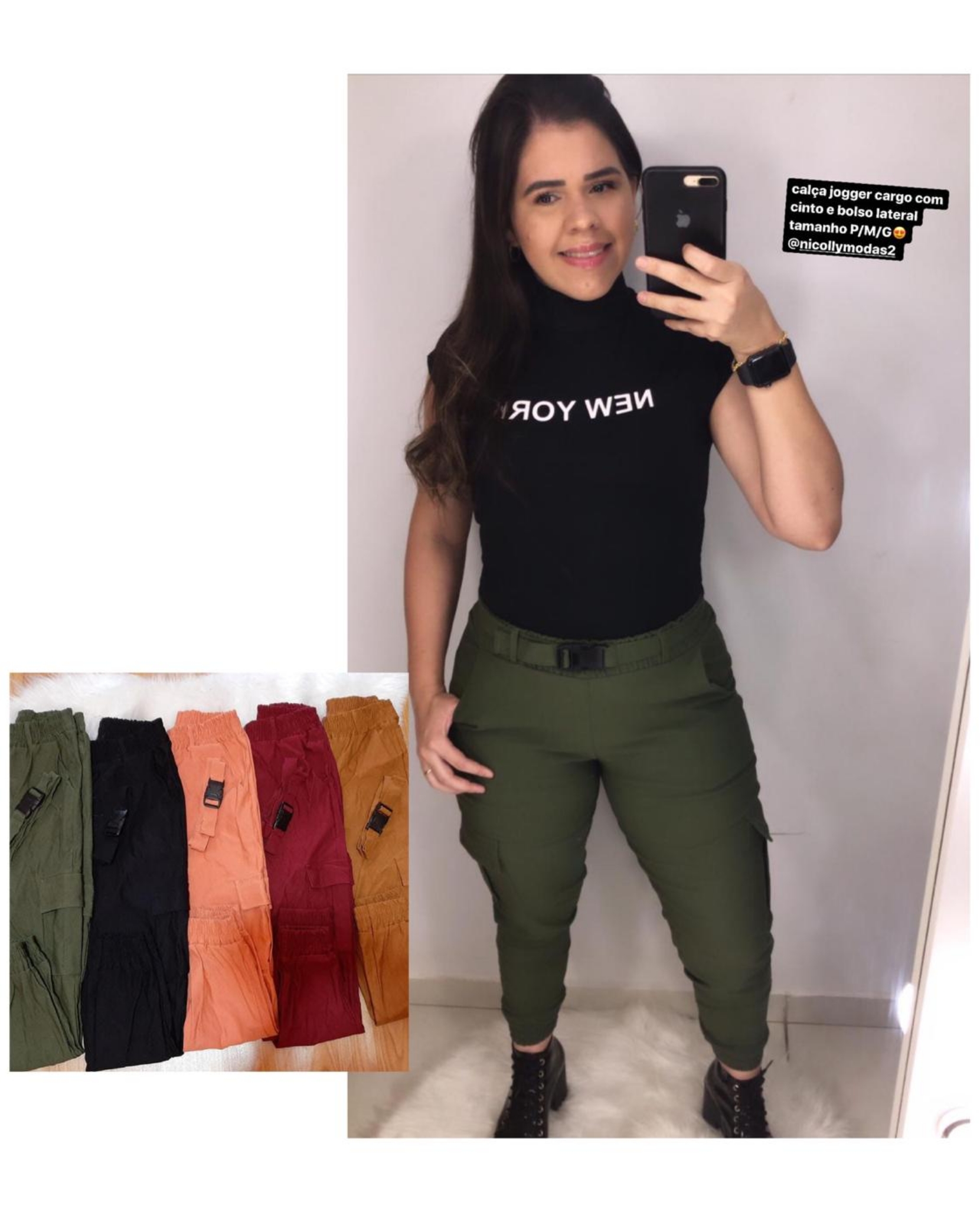 calça jogger feminina militar
