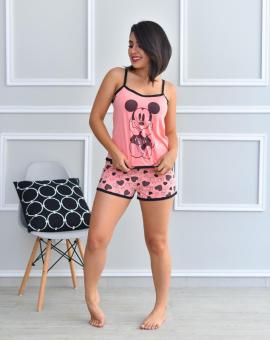Pijama Feminino Baby Doll Curto Estampado Mickey
