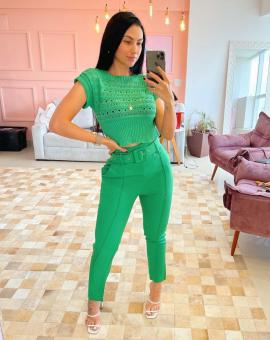 Calça Feminina Alfaiataria com Cinto – Várias cores