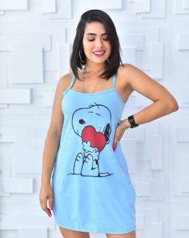 Camisola Feminina de Alcinha Azul Snoopy