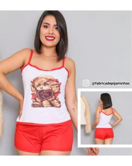 Conjunto Baby Doll Feminino Curto Vermelho