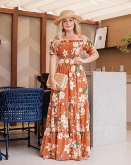 Vestido Longo Ciganinha Lastex Estampado