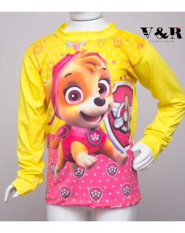 Blusa de Proteção Solar Infantil Feminina Patrulha Canina