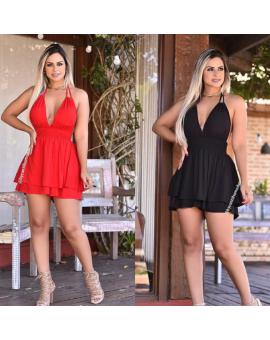 Vestido Curto Soltinho de Alcinha com Decote – Várias cores