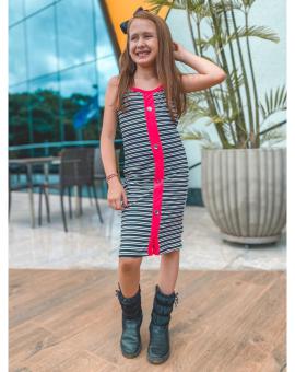 Vestido Midi Infantil de Alcinha Listrado
