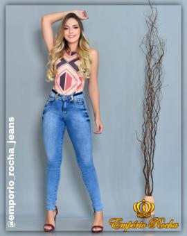 Calça Jeans Feminina Cintura Alta Clara Esponjada