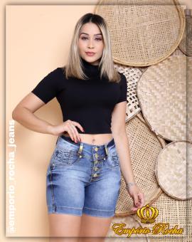 Short Jeans Feminina Meia Coxa Cintura Alta