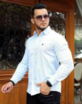 Camisa Masculina Manga Longa Social Estampada Branca na Rua 44 em Goiânia