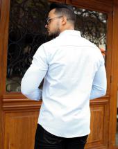 Camisa Masculina Manga Longa Social Estampada Branca na Rua 44 em Goiânia