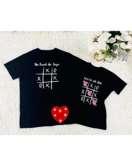T-Shirts Casal no 100% Algodão Preta Estampada