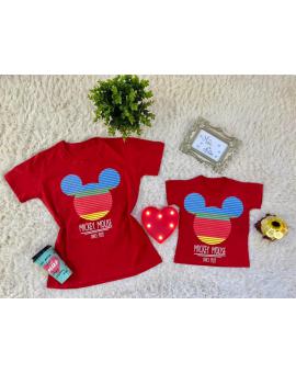 T-Shirts Mãe e Filha 100% Algodão Estampa Mickey