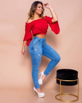 Calça Jeans Feminina Cintura Alta Clara