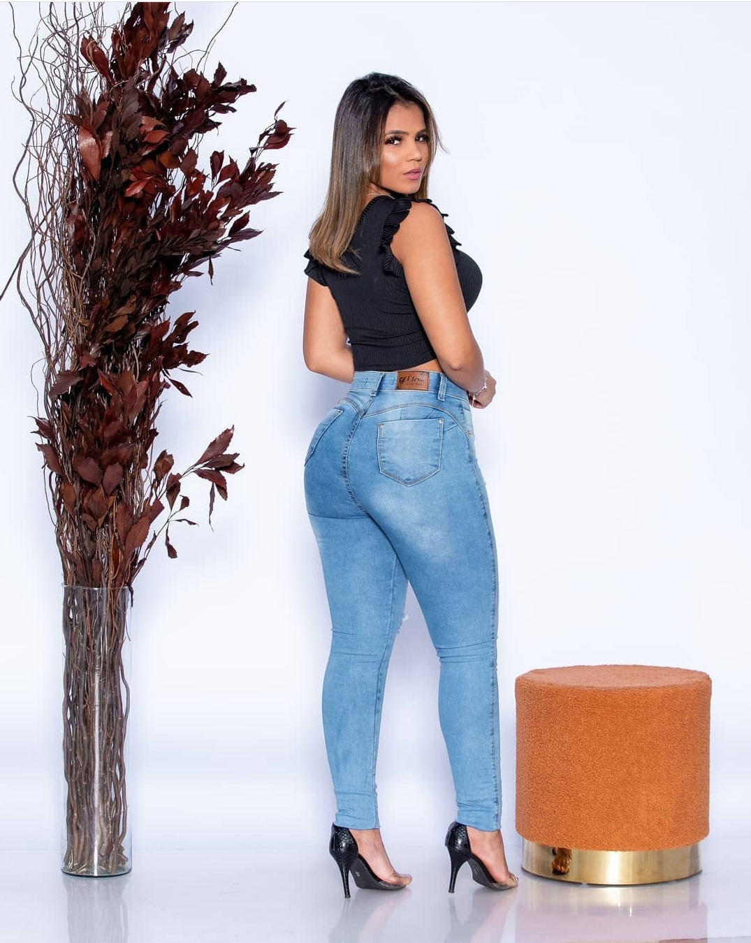 Calça Jeans Feminina Cintura Alta Cós Alto Levanta Bumbum Atacado