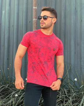 Camiseta Masculina Básica Vermelha Estampada – Várias estampas