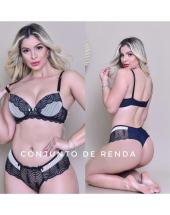 Conjunto Lingerie Renda Preto com Bojo Atacado na Rua 44 em Goiânia