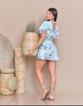 Macaquinho Curto Estampa Floral Manga Babado Atacado na Rua 44 em Goiânia