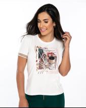 T-Shirt Feminina Luxo Estilosa Detalhe Atacado na Rua 44 em Goiânia