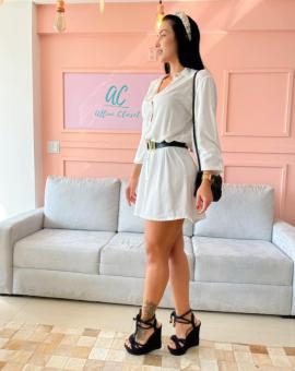 Vestido Camisa Branco Manga longa