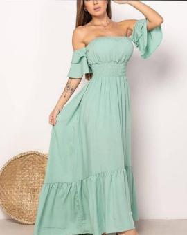 Vestido Longo Ciganinha Lastex na Cintura