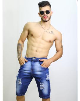Bermuda Jeans Masculina Rasgada
