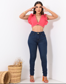 Calça Jeans Feminina Cintura Alta Tradicional Escura