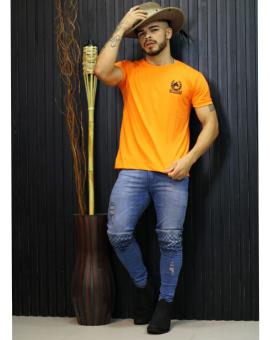 Camiseta Masculina Básica Manga Curta Laranja