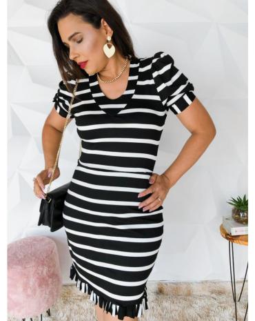 vestido-justo-elegante-manga-bufante-preto-listrado-atacado-rua-44-goiania 