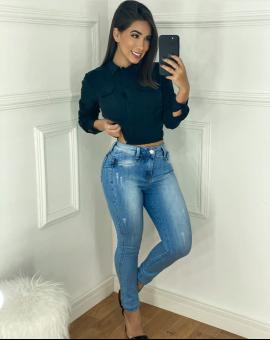 Calça Jeans Feminina Skinny Cintura Alta Clara