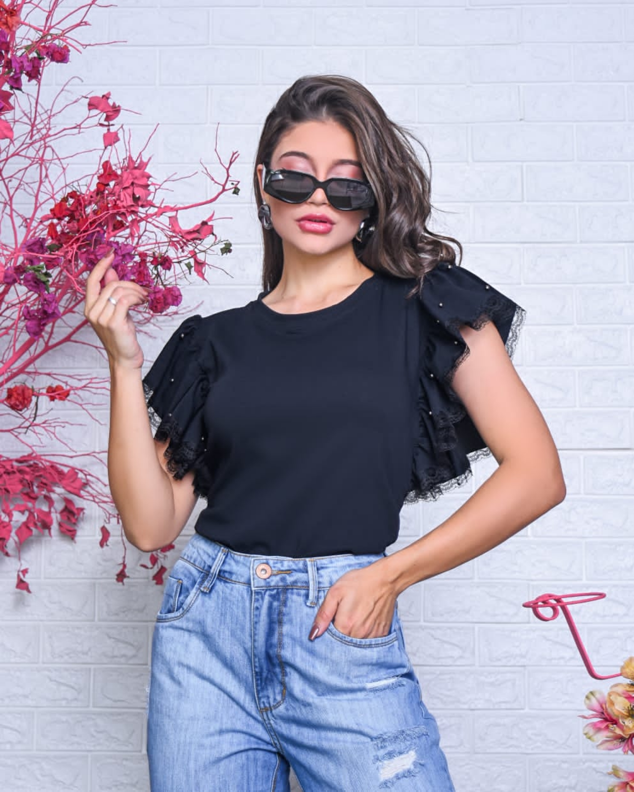 T-SHIRT LISA SEM ESTAMPA - PRETO, Atacado Tshirt