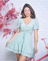 Vestido Curto Soltinho Manga Bufante Decotado Atacado na Rua 44 em Goiânia