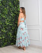 Vestido Longo Estampado com Recorte Lateral Atacado na Rua 44 em Goiânia