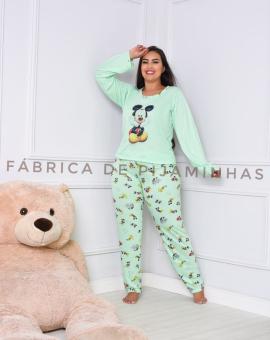 Pijama Feminino Manga Longa Estampado Mickey