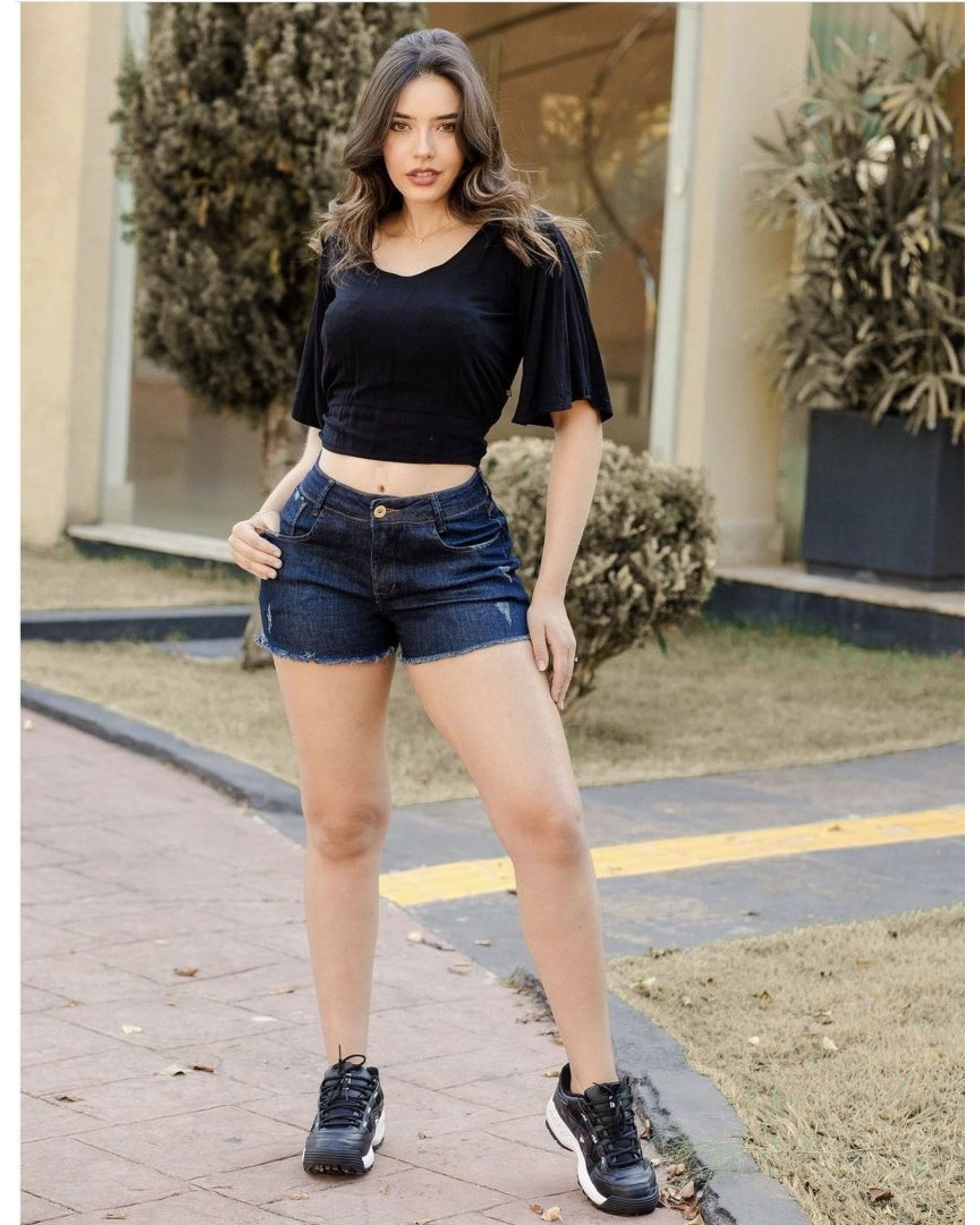short jeans com meia