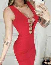Vestido Tubinho Curto Decotado no Suplex Vermelho Atacado na Rua 44 em Goiânia