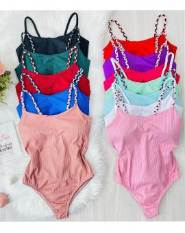 Body Feminino Canelado de Alcinha com Bojo