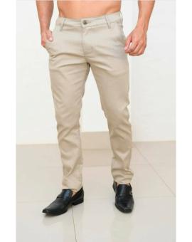 Calça Masculina Esporte Fino Brim com Elastano Bege
