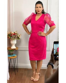Vestido Midi Evangélico Social Manga Bufante