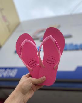 Chinela Havaianas Feminina Slim Tira Fina Rosa