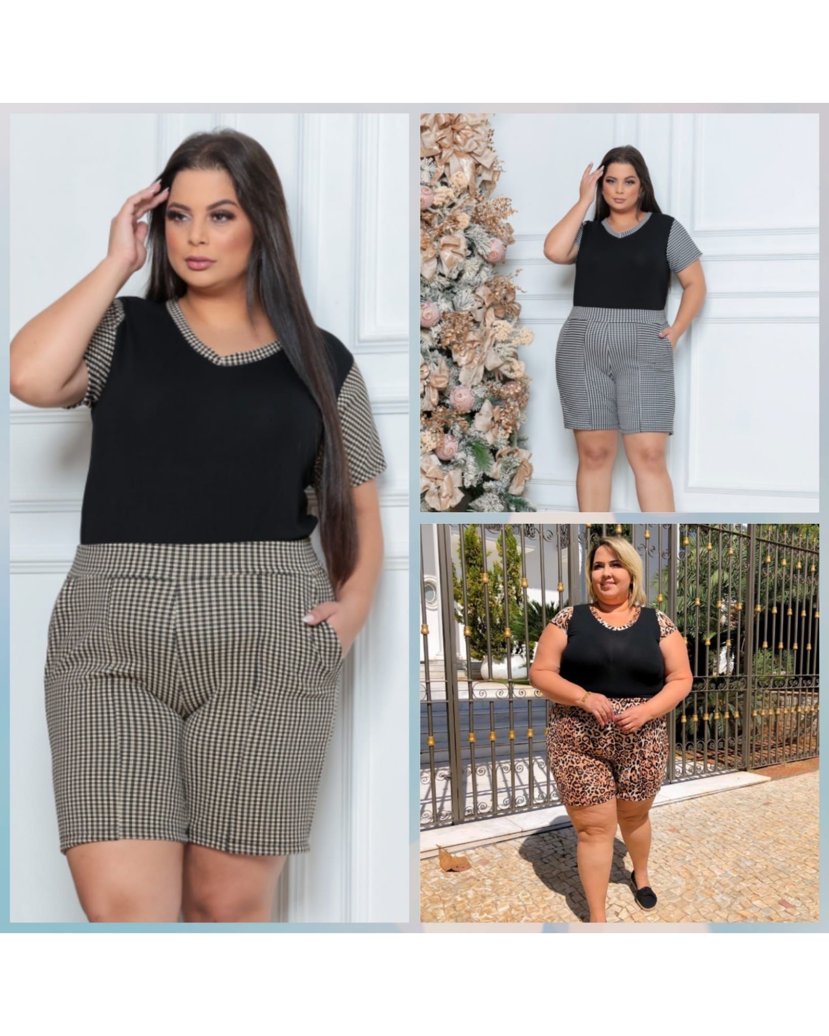 conjunto plus size short e blusa atacado