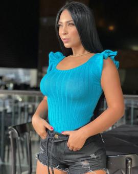 Body Feminino no Tricô Modal com Babado