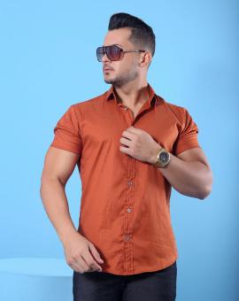 Camisa Masculina Social Manga Curta Slim