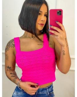 Cropped Feminino Tricot Modal 3D Rosa Pink