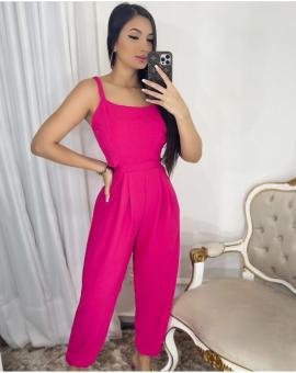 Macacão Longo Feminino de Alça Crepe Dunas