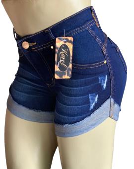 Short Jeans Feminino Curto Barra Dobrada Barato