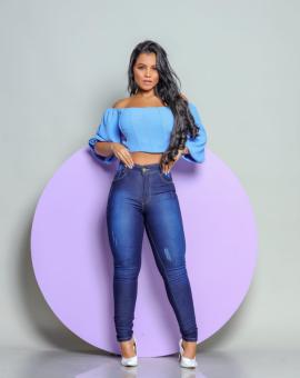 Calça Jeans Feminina Básica Cintura Alta Lavagem Escura