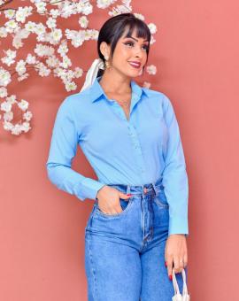 Camisa Feminina Social Manga Longa Lisa
