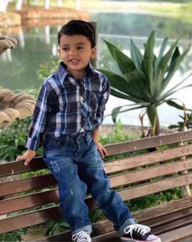 Camisa Infantil Xadrez Manga Longa