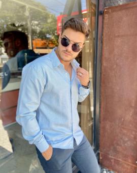 Camisa Masculina Social Manga Longa Slim Lisa