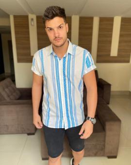 Camisa Social Masculina Manga Curta Listrada